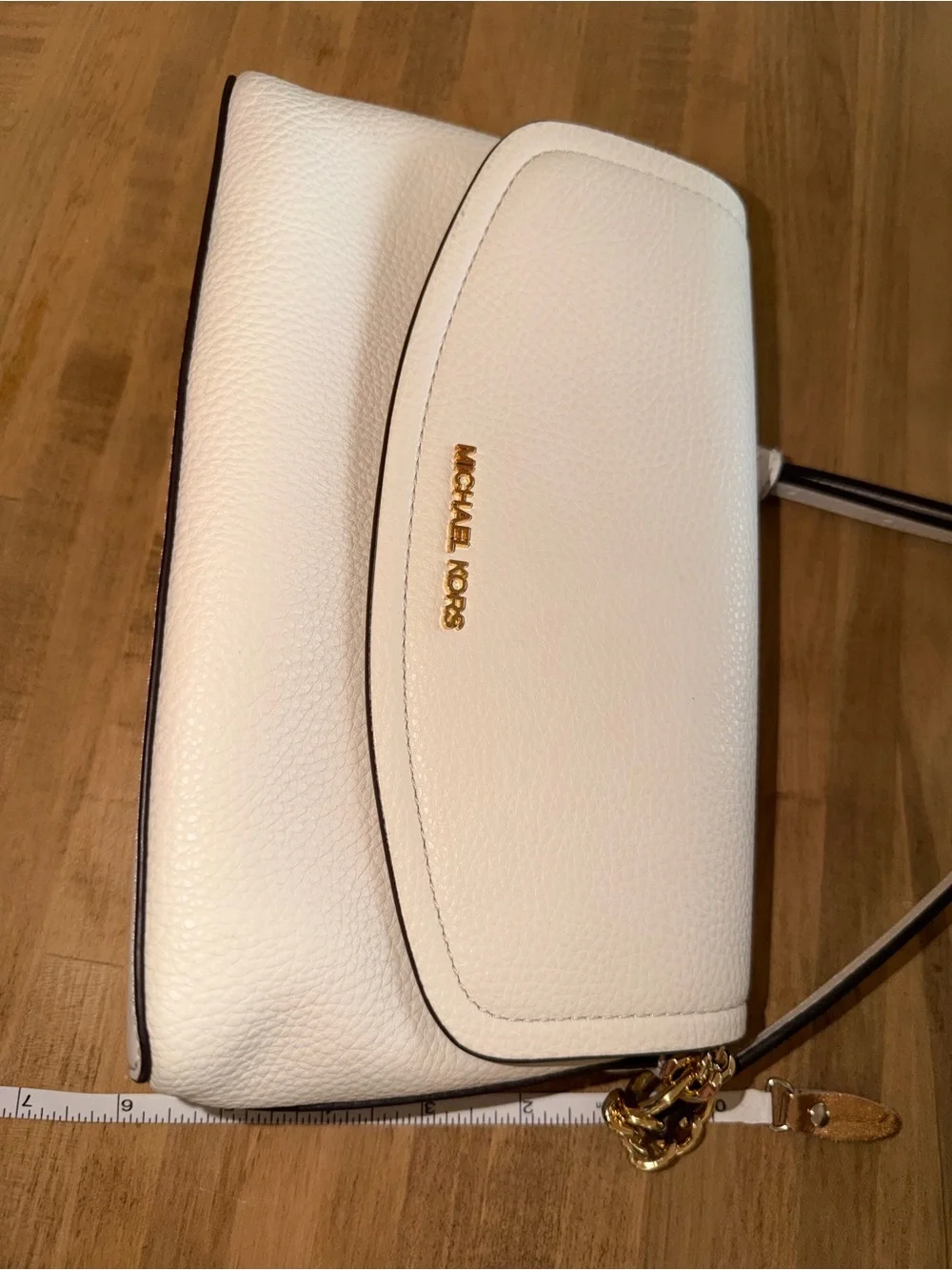 NEW Michael Kors White Pebbled Leather Crossbody Bag